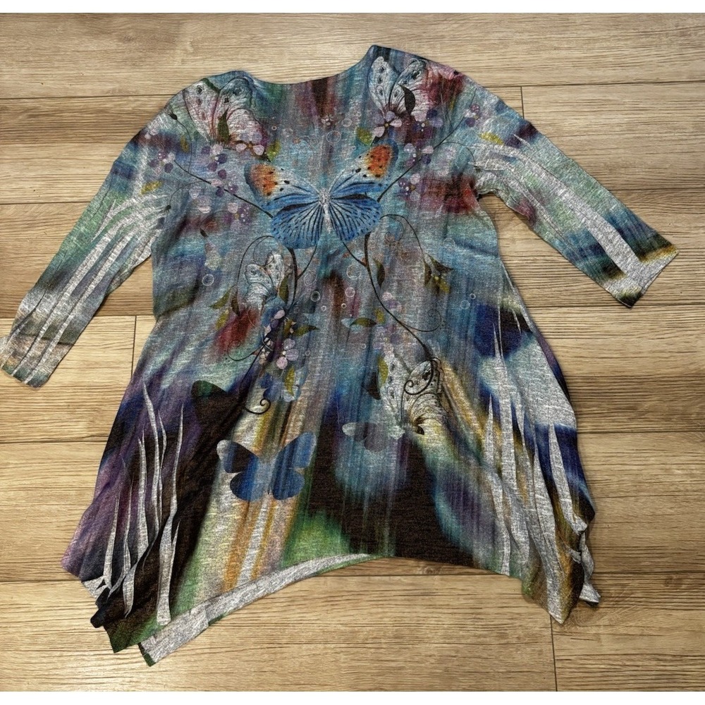 Studio Gem Butterfly Tunic Handkerchief Hem Medium Fairycore Made In USA Boho‎ - Picture 6 of 8